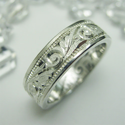 【唐草】龍棲～りゅうのすみか　シルバーリング【猛龍】たけきりゅう　サイズ12～23号　彫金工房から　和彫 マリッジ 3枚目の画像