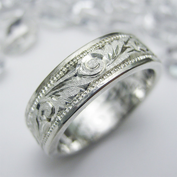 【唐草】龍棲～りゅうのすみか　シルバーリング【猛龍】たけきりゅう　サイズ12～23号　彫金工房から　和彫 マリッジ 6枚目の画像