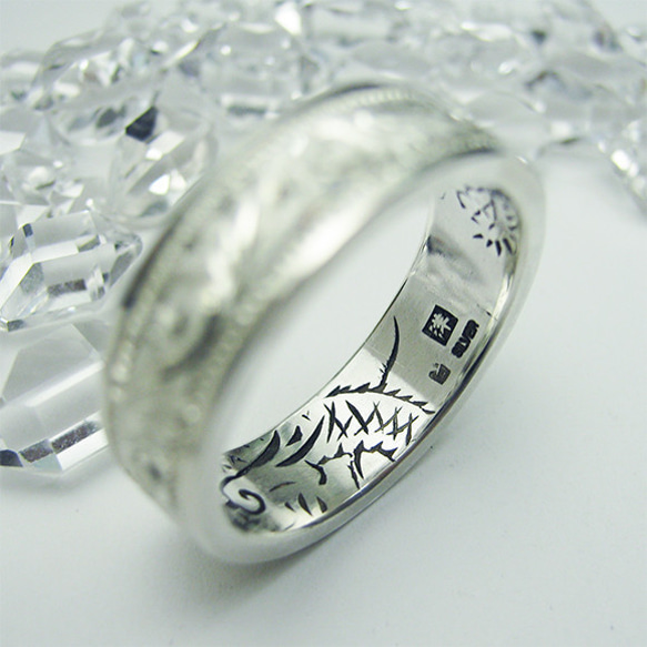 【唐草】龍棲～りゅうのすみか　シルバーリング【猛龍】たけきりゅう　サイズ12～23号　彫金工房から　和彫 マリッジ 5枚目の画像