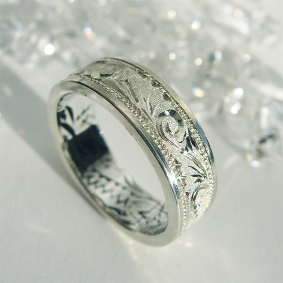 【唐草】龍棲～りゅうのすみか　シルバーリング【猛龍】たけきりゅう　サイズ12～23号　彫金工房から　和彫 マリッジ 7枚目の画像
