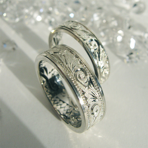 【唐草】龍棲～りゅうのすみか　シルバーリング【猛龍】たけきりゅう　サイズ12～23号　彫金工房から　和彫 マリッジ 8枚目の画像