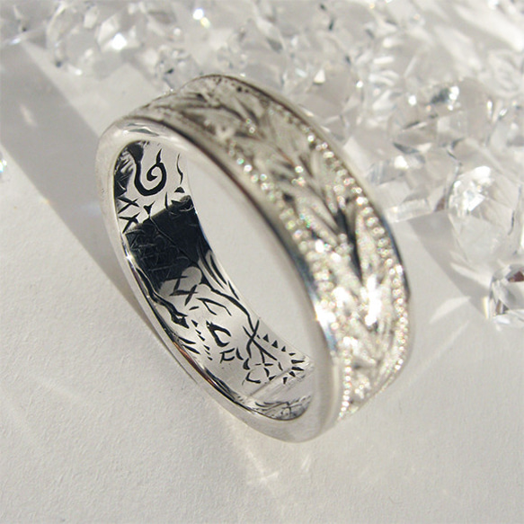 【月桂樹】龍棲～りゅうのすみか　シルバーリング【猛龍】たけきりゅう　サイズ12号~23号　彫金工房から　和彫 マリッジ 6枚目の画像