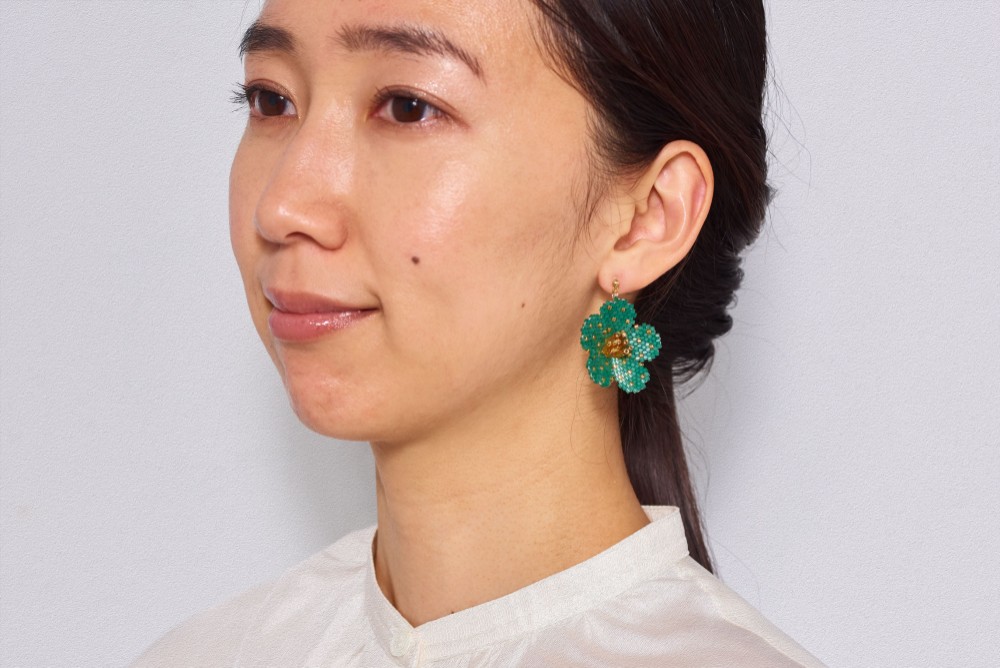 Bijoux Flower Earring（ deep green ）