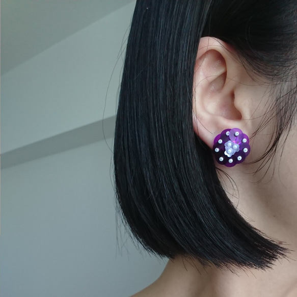 Bouquet piressed earring（ deep purple ） 4枚目の画像