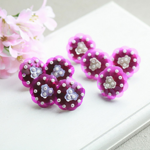 Bouquet piressed earring（ deep purple ） 5枚目の画像
