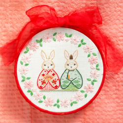 セリアの刺繍キット・刺繍してみた①｜うさぎさんの刺繍編