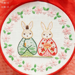 刺繍キット【うさぎ雛の刺繍絵】本格的な刺繍アートを作ってみませんか 3枚目の画像