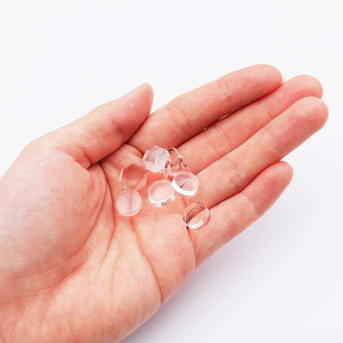 アクリル製 丸型＆八角形mixパーツ クリア 3mm厚 10g DIYパーツ