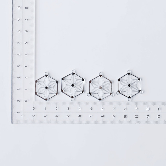 アクリル製　麻の葉すかしパーツ　シルバー 【６個セット】 2枚目の画像