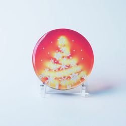 【数量限定】雪の結晶クリスマスツリー　ガラス製ペーパーウェイト　レッド　専用スタンド付き 8枚目の画像