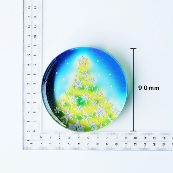 【数量限定】雪の結晶クリスマスツリー　ガラス製ペーパーウェイト　ブルー×グリーン 3枚目の画像