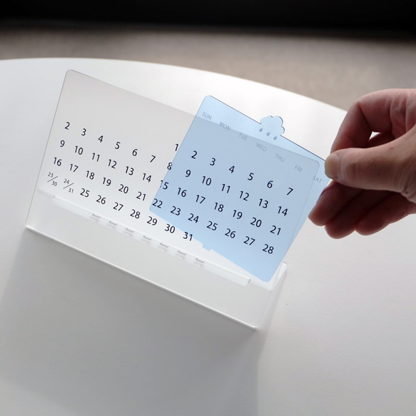アクリル製　卓上万年カレンダー　ミスト×ブルー 9枚目の画像