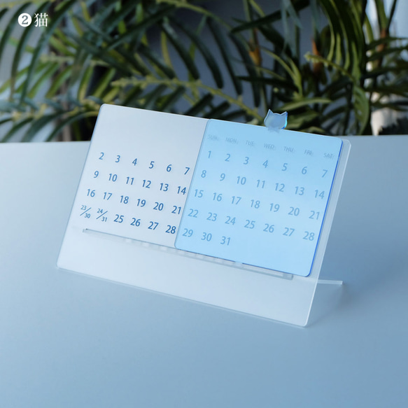 アクリル製　卓上万年カレンダー　ミスト×ブルー 11枚目の画像