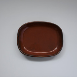 長方形の中皿（取り皿、銘々皿、中皿）赤土×鉄赤釉 2枚目の画像