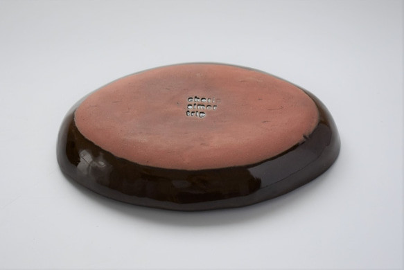 楕円形・オーバルの深皿　赤土×クリア茶色釉 3枚目の画像