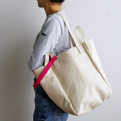 DROP SHOULDER TOTE BAG（キナリ×ピンク） 1枚目の画像