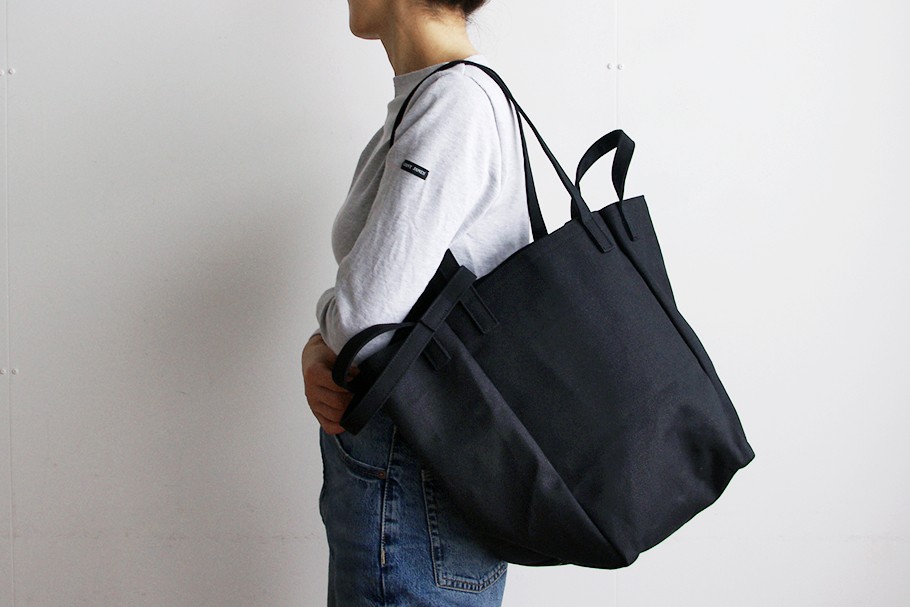 DROP1 SHOULDER TOTE BAG（ブラック）3WAY 斜め掛け トートバッグ 帆布 大容量