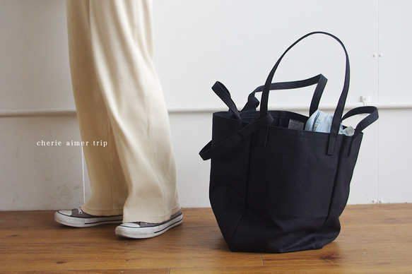 DROP SHOULDER TOTE BAG（ブラック） 2枚目の画像