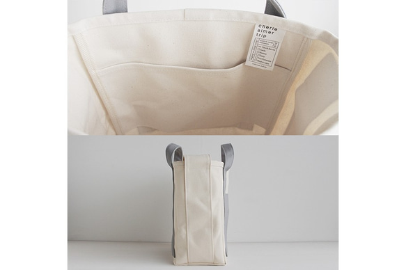 ZUCC SHOULDER TOTE BAG（キナリ×ライトグレー） 7枚目の画像