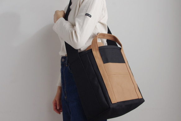 ZUCC SHOULDER TOTE BAG（ブラック×モカ） 2枚目の画像