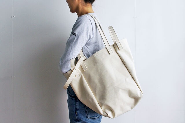DROP1 SHOULDER TOTE BAG（キナリ）3WAY 斜め掛け トートバッグ 帆布 大容量