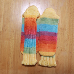 手編みあったカラフル靴下〜虹色〜 4枚目の画像