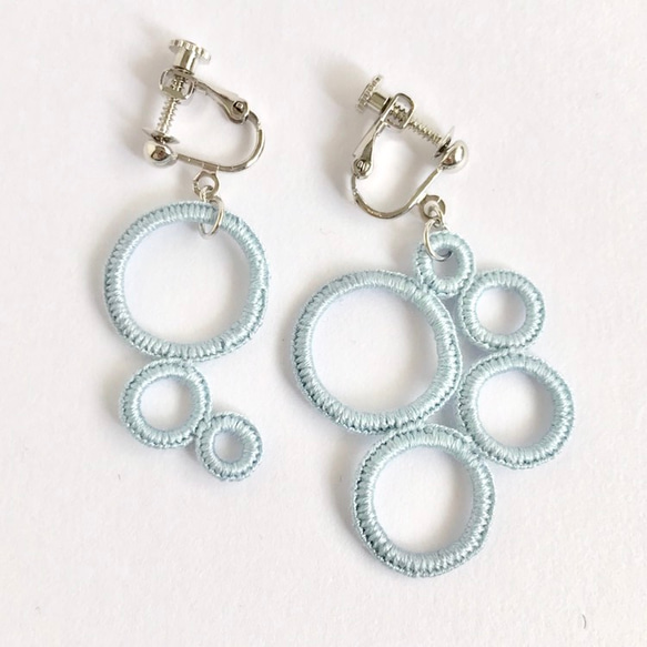 "Bubbles" Antique Blue Pierced earrings 第4張的照片