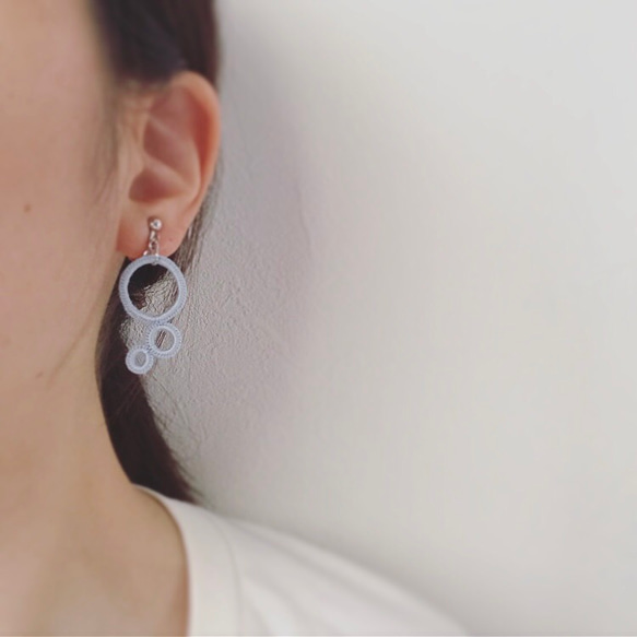 "Bubbles" Antique Blue Pierced earrings 第6張的照片