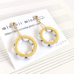 "Tambourine" Mustard Yellow/Turquoise Pierced earrings 第10張的照片