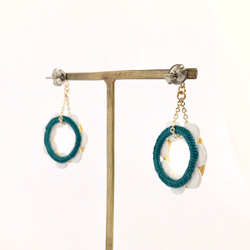 "Tambourine" Mustard Yellow/Turquoise Pierced earrings 第5張的照片