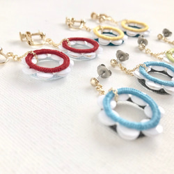 "Tambourine" Mustard Yellow/Turquoise Pierced earrings 第7張的照片