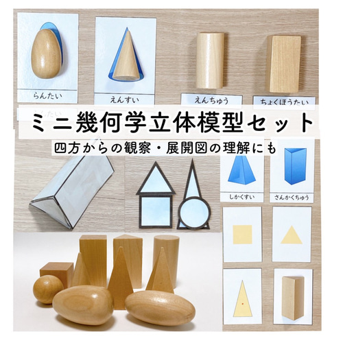 ミニ幾何学立体模型セット 小学校受験 モンテッソーリ 四方から