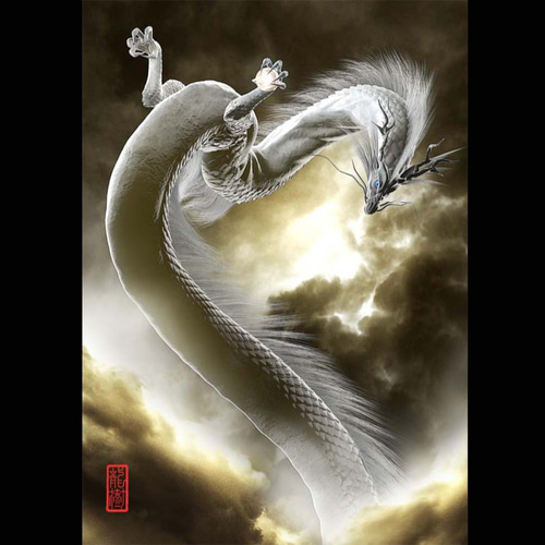 龍の絵「雲龍7白龍、瞳あり」A4 竜の絵 イラスト breeze 通販