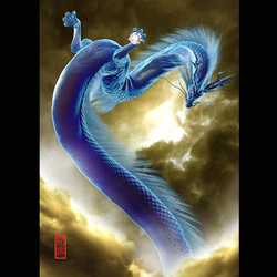 龍の絵「雲龍7、青龍」A4 竜の絵 イラスト breeze 通販 10064418