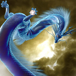 龍の絵「雲龍7、青龍」Ａ４　竜の絵 2枚目の画像