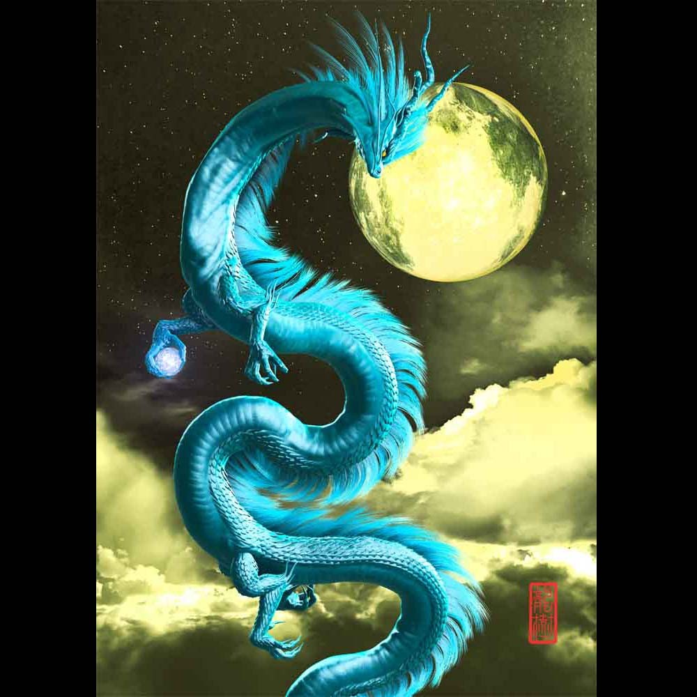 手描きイラスト＊オリジナル【青龍】 青龍 色鉛筆 原画 ポストカード ハガキ 絵はがき 龍 手描き