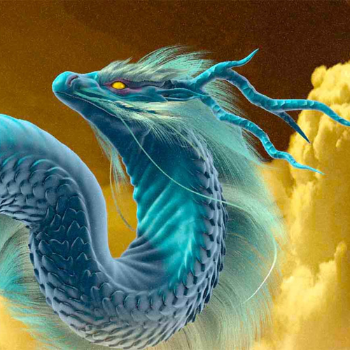 龍の絵「月夜の青龍」自作A4 竜の絵 イラスト breeze 通販
