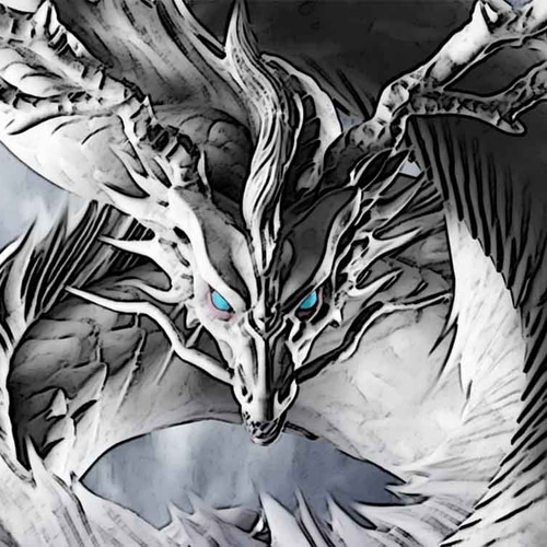 龍の絵。 龍の絵「雲龍8・白龍」自作A4 竜の絵 イラスト breeze 通販