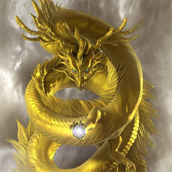 龍の絵「雲龍８・金龍」自作A4　竜の絵 2枚目の画像