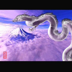 龍の絵「白龍と富士山」A4 イラスト breeze 通販 7220853