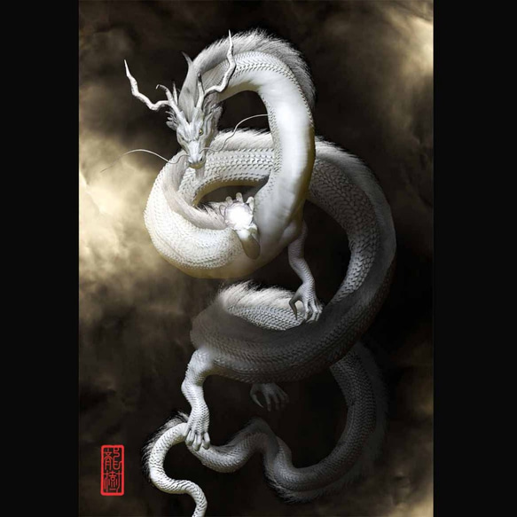 龍の絵「白龍」A4 イラスト breeze 通販 7372213｜Creema(クリーマ)