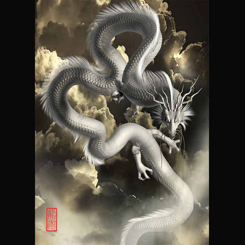 龍の絵「白龍2」A4 イラスト breeze 通販 7372217｜Creema