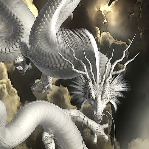龍の絵「白龍2」A4 イラスト breeze 通販 7372217｜Creema