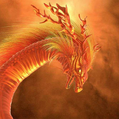 龍の絵「火龍」A4 イラスト breeze 通販 7423767｜Creema