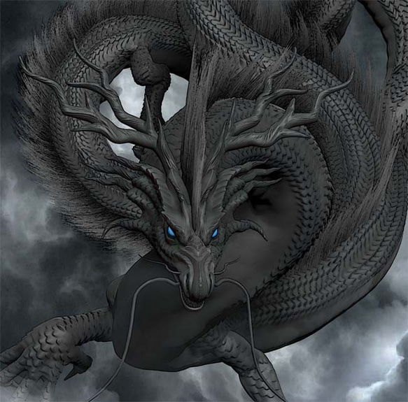 龍の絵　「黒龍１」Ａ４ 2枚目の画像