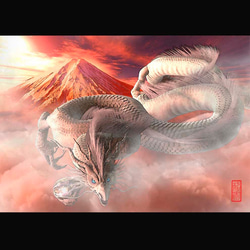 開運絵画☆金銀龍☆ドラゴン☆神宝来 赤富士 龍 絵画 Amazon.co.jp: 絵画 インテリア おしゃれ 壁掛け 赤富士 龍神 龍
