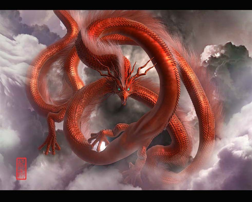 ボールペンアート「雲龍」イラスト原画 ボールペンアート「雲龍」イラスト原画