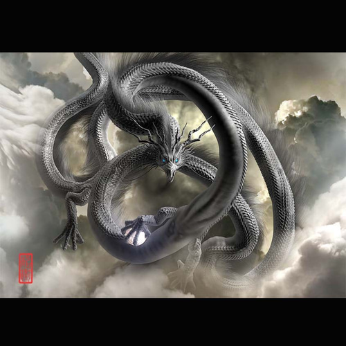 龍の絵「雲龍、黒龍」A4 イラスト breeze 通販 8301463｜Creema