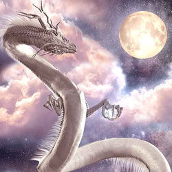 龍の絵「月下の白龍」Ａ４　竜の絵 2枚目の画像