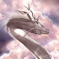 龍の絵「月下の白龍」Ａ４　竜の絵 3枚目の画像